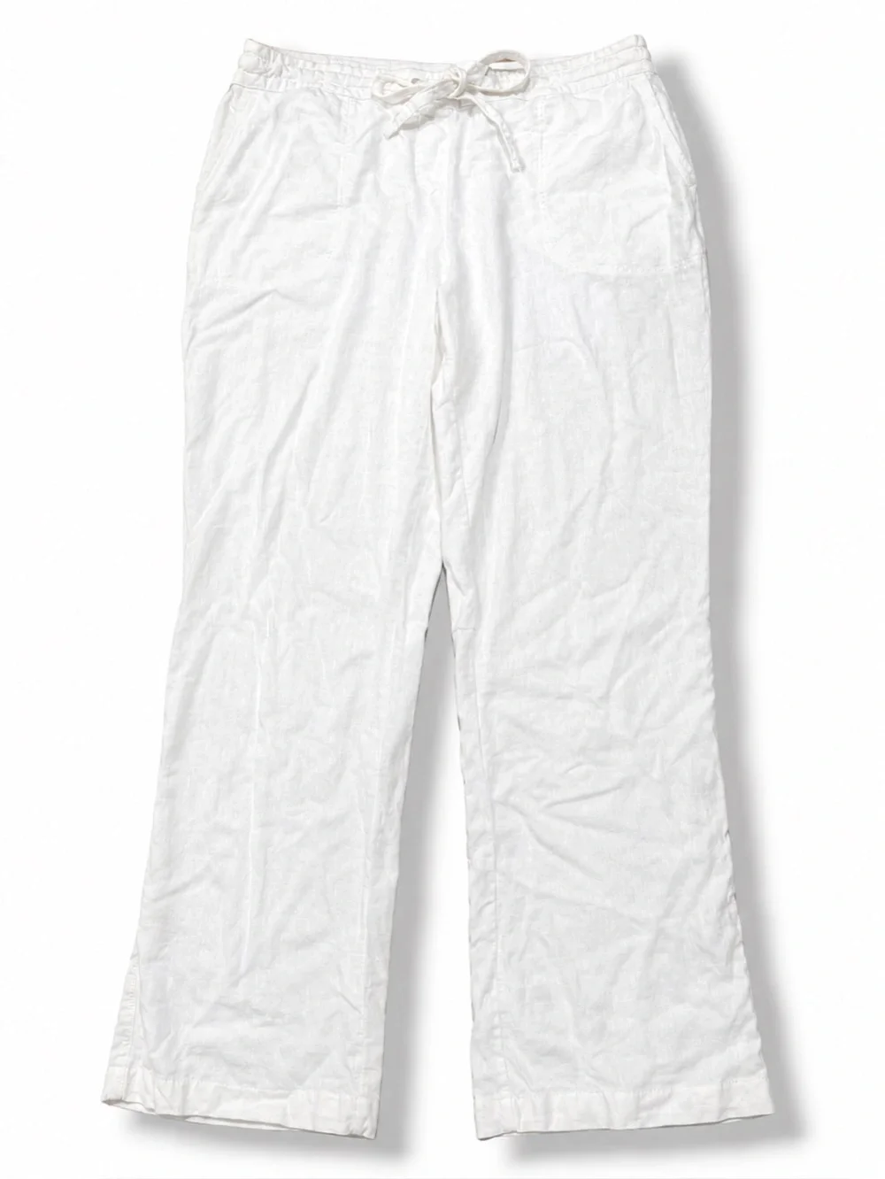 Per Se Linen Rayon Blend White Pull On Pants Size Large Elastic Waist - Picture 3 of 8